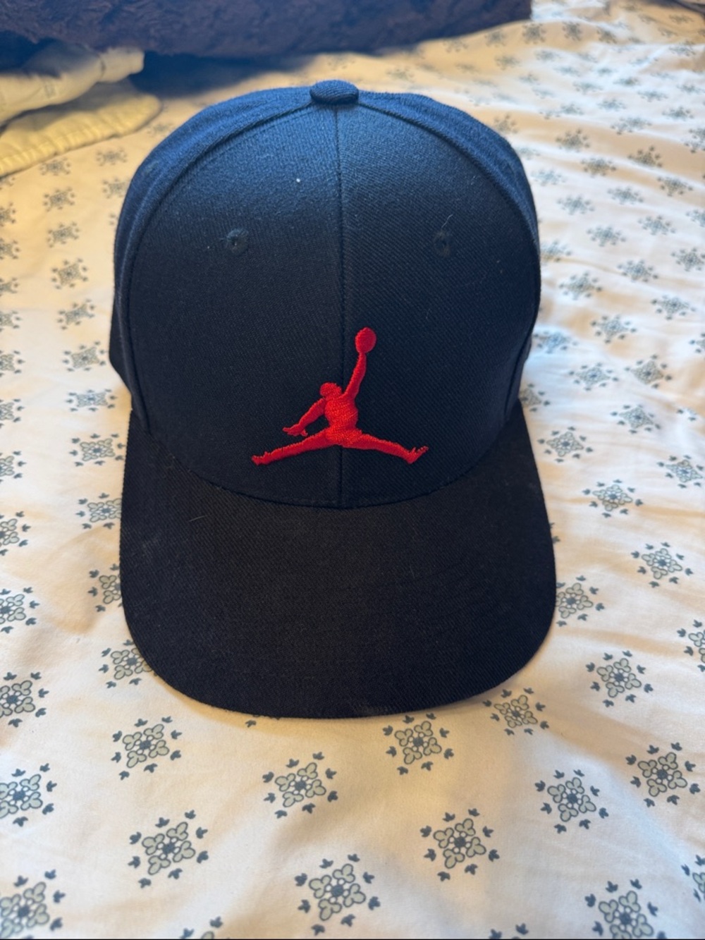Jordan Black Snapback with Red Jumpman Embroidery